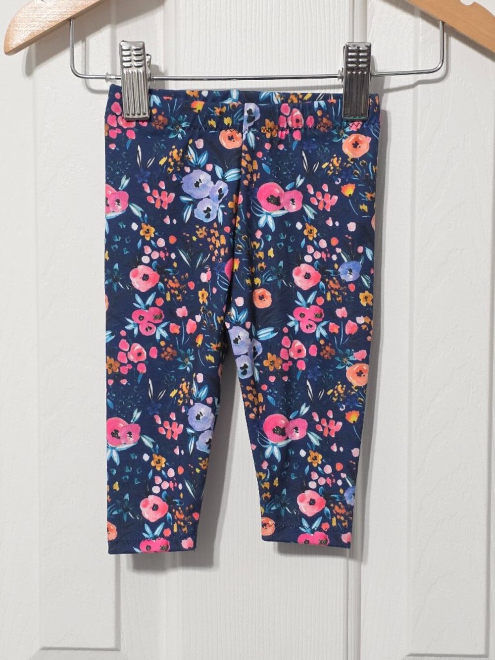 baby girl blue floral leggings, 3m